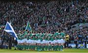 21 March 2015; The Ireland team line up ahead of the game. RBS Six Nations Rugby Championship, Scotland v Ireland. BT Murrayfield Stadium, Edinburgh, Scotland. Picture credit: Stephen McCarthy / SPORTSFILE