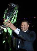 21 March 2015; Ireland's Robbie Henshaw with the RBS Six Nations Rugby Championship trophy. RBS Six Nations Rugby Championship, Scotland v Ireland. BT Murrayfield Stadium, Edinburgh, Scotland. Picture credit: Stephen McCarthy / SPORTSFILE