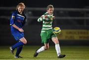 14 March 2015; Yvonne Hedien, Castlebar Celtic, in action against Hayley Nolan, Peamount United. Continental Tyres Women's National League, Castlebar Celtic v Peamount United, Celtic Park, Castlebar, Co. Mayo. Picture credit: Pat Murphy / SPORTSFILE