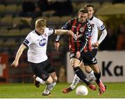 24 March 2015; Daryl Horgan, Dundalk, in action against Robbie Creevy, Bohemians. SSE Airtricity League, Premier Division, Bohemians v Dundalk. Dalymount Park, Dublin. Picture credit: Pat Murphy / SPORTSFILE