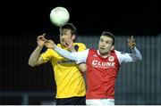 24 March 2015; Christy Fagan, St Patrick's Athletic, in action against Ryan McBride, Derry City. SSE Airtricity League, Premier Division, St Patrick's Athletic v Derry City, Richmond Park, Dublin. Picture credit: Cody Glenn / SPORTSFILE