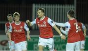 24 March 2015;  St Patrick's Athletic's Greg Bolger, centre, celebrates with team-mates after scoring his side's goal. SSE Airtricity League, Premier Division, St Patrick's Athletic v Derry City, Richmond Park, Dublin. Picture credit: Cody Glenn / SPORTSFILE