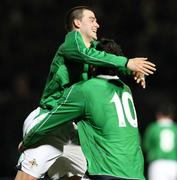26 March 2008; Northern Ireland's David Healy and Kyle Lafferty, celebrate after the third goal. International Friendly, Northern Ireland v Georgia, Windsor Park, Belfast, Co. Antrim. Picture credit; Oliver McVeigh / SPORTSFILE