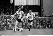 1 May 1988; Martin Bayly, Derry City, in action against Martin Lawlor, Dundalk. FAI Cup Final, Dundalk v Derry City, Dalymount Park, Dublin. Picture credit; Ray McManus / SPORTSFILE