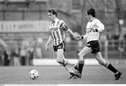 1 May 1988; Stuart Gauld, Derry City, in action against Larry Wyse, Dundalk. FAI Cup Final, Dundalk v Derry City, Dalymount Park, Dublin. Picture credit; Ray McManus / SPORTSFILE