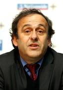 26 March 2008; UEFA President Michel Platini during a press conference before he presented Northern Ireland's David Healy with a special award in recognition of his 13 goals he scored in the Euro 2008 qualifying campaign. International Friendly, Northern Ireland v Georgia, Windsor Park, Belfast, Co. Antrim. Picture credit; Oliver McVeigh / SPORTSFILE