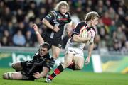 28 March 2008; Andrew Trimble, Ulster in action against Ian Evans, Ospreys. Magners League, Ospreys v Ulster, Liberty Stadium, Swansea, Wales. Picture credit: Steve Pope / SPORTSFILE