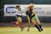 28 March 2008; Jenny McDonough, Ireland, in action against Kate Walsh, Great Britain. Hockey International, Ireland v Great Britain, National Hockey Stadium, Belfield, Dublin. Picture credit: Stephen McCarthy / SPORTSFILE *** Local Caption ***