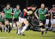 28 March 2008; David Wallace, Munster, is tackled by Daniel Riordan, Connacht. Magners League, Connacht v Munster, Sportsground, Galway. Picture credit: Matt Browne / SPORTSFILE *** Local Caption ***