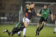 28 March 2008; Denis Hurley, Munster, is tackled by Andy Dunne, Connacht. Magners League, Connacht v Munster, Sportsground, Galway. Picture credit: Matt Browne / SPORTSFILE *** Local Caption ***