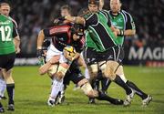 28 March 2008; Alan Quinlan, Munster, is tackled by Andrew Farlew and John O'Connor, Connacht. Magners League, Connacht v Munster, Sportsground, Galway. Picture credit: Matt Browne / SPORTSFILE *** Local Caption ***