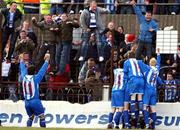 29 March 2008; Coleraine players react after scoring a goal. JJB Sports Irish Cup semi-final, Coleraine v Donegal Celtic, The Showgrounds, Ballymena. Picture credit; Peter Morrison / SPORTSFILE