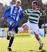 29 March 2008; Kyle McVey, Coleraine, in action against Rory Hamill, Donegal Celtic. JJB Sports Irish Cup semi-final, Coleraine v Donegal Celtic, The Showgrounds, Ballymena. Picture credit: Peter Morrison / SPORTSFILE