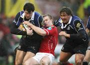 29 March 2008; Shane Horgan, Leinster, in action against Dwayne Peel, Llanelli Scarlets. Magners League, Llanelli Scarlets v Leinster, Stradey Park, Llanelli, Wales. Picture credit: Steve Pope / SPORTSFILE
