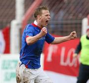 29 March 2008; Linfield's Peter Thompson celebrates after scoring his side's second goal goal. JJB Sports Irish Cup semi-final, Cliftonville v Linfield, The Oval, Belfast. Picture credit: Oliver McVeigh / SPORTSFILE