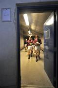 30 March 2008; Galway captain Kieran Fitzgerald leads his team-mates out from their dressing room before the start of the game. Allianz National Football League, Division 1, Round 5, Galway v Derry, Pearse Stadium, Tuam, Co. Galway. Picture David Maher / SPORTSFILE