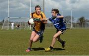 24 March 2015; Dearbhla Coleman, St Michael's Lurgan, in action against Anna Rose-Kennedy, John the Baptist. TESCO All Ireland PPS Junior B Final, St Michael's Lurgan, Armagh, v John the Baptist, Limerick. Kinnegad, Westmeath. Picture credit: Piaras O Midheach / SPORTSFILE