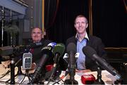 25 March 2015; Henry Shefflin, right, with Ned Quinn, Chairman of the Kilkenny County Board, ahead of a press conference. Set Theatre, The Langton Hotel, Kilkenny. Picture credit: Matt Browne / SPORTSFILE