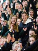 25 March 2015; Sky Academy Ambassador Katie Taylor was in Ballinasloe, Co. Galway, to surprise Ardscoil Mhuire student Stephanie O’Halloran live on Sky Sports News HQ and present her with the Sky Sports Living for Sport award for ‘Republic of Ireland Student of the Year’. Stephanie will now be up against the winners for England, Scotland, Wales and Northern Ireland and the Awards will be broadcast on Sky Sports 1 on Sunday 29 March 2015 at 7.30pm. Picture credit: Stephen McCarthy / SPORTSFILE
