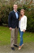 25 March 2015; Henry Shefflin with his wife Deirdre after a press conference where he announced his retirement from inter-county hurling. Set Theatre, The Langton Hotel, Kilkenny. Picture credit: Matt Browne / SPORTSFILE