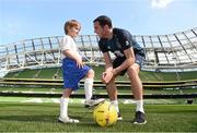 26 March 2015; SportsWorld were delighted to have Republic of Ireland and Sunderland defender John O’Shea, Waterford Utd players Thomas Croke & Patrick Fitzgerald, SportsWorld Managing Director Vivienne Bushell and youth players Ted Healy, Tori Piper, Alex Piper on hand today at the Aviva stadium to launch SportsWorld’s continued sponsorship to Waterford Utd. Pictured at the launch are Republic of Ireland and Sunderland defender John O’Shea, Waterford Utd players Thomas Croke & Patrick Fitzgerald, SportsWorld Managing Director Vivienne Bushell and youth players Ted Healy, Tori Piper, Alex Piper. Aviva Stadium, Lansdowne Road, Dublin. Picture credit: Pat Murphy / SPORTSFILE