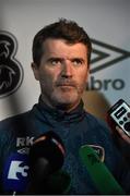 25 March 2015; Republic of Ireland assistant manager Roy Keane during a mixed zone. Aviva Stadium, Dublin. Picture credit: David Maher / SPORTSFILE