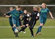 25 March 2015; Niamh Kenna, Maynooth University, in action against Aoife Maloney, IT Carlow. WSCAI Premier Final, IT Carlow v Maynooth University, Leixlip United, Collinstown, Leixlip, Co. Kildare. Picture credit: Matt Browne / SPORTSFILE