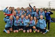 25 March 2015; Athlone Institute of Technology players celebrate with the cup. WSCAI Challenge Cup Final, Athlone Institute of Technology v North West Regional College. Leixlip United, Collinstown, Leixlip, Co. Kildare. Picture credit: Matt Browne / SPORTSFILE