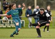25 March 2015; Jenny Ferrari, IT Carlow, in action against Eimear Lafferty, Maynooth University. WSCAI Premier Final, IT Carlow v Maynooth University, Leixlip United, Collinstown, Leixlip, Co. Kildare. Picture credit: Matt Browne / SPORTSFILE
