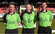21 March 2015; Match officials, from left to right, assistant referee Niall McCormack, referee John Niland, and assistant referee Shane Florish. O'Connor Cup Ladies Football Final, Dublin City University v University of Limerick, Cork IT, Bishopstown, Cork. Picture credit: Diarmuid Greene / SPORTSFILE