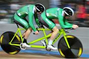 26 March 2015; Ireland's Peter Ryan and pilot Damien Shaw in action during the Men's B 1km Time Trial Final, where they finished in 12th place with a time of 1:06.323. 2015 UCI Para-cycling Track World Championships. Omnisport Apeldoorn, De Voorwaarts 55, 7321 MA Apeldoorn, Netherlands. Picture credit: Jean Baptiste Benavent / SPORTSFILE