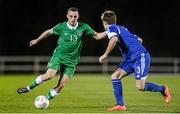 26 March 2015; Dylan Connolly, Republic of Ireland, in action against Claudi Bové Gresa, Andorra. UEFA U21 Championships 2017 Qualifying Round, Group 1, Republic of Ireland v Andorra. RSC, Waterford. Picture credit: Matt Browne / SPORTSFILE