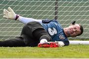 27 March 2015; Republic of Ireland goalkeeper Shay Given jokingly places a spike from a trainiing pole at the side of his head during squad training. Gannon Park, Malahide, Co. Dublin. Picture credit: David Maher / SPORTSFILE