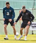 27 March 2015; Republic of Ireland's Daryl Murphy and Jonathan Walters in action during squad training. Gannon Park, Malahide, Co. Dublin. Picture credit: David Maher / SPORTSFILE