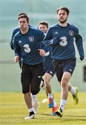 27 March 2015; Republic of Ireland's Harry Arter and Stephen Ward in action during squad training. Gannon Park, Malahide, Co. Dublin. Picture credit: David Maher / SPORTSFILE