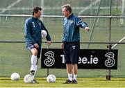 27 March 2015; Republic of Ireland assistant manager Roy Keane with coach Steve Walford during squad training. Gannon Park, Malahide, Co. Dublin. Picture credit: David Maher / SPORTSFILE