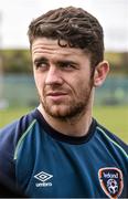 27 March 2015; Republic of Ireland's Robbie Brady during a pitchside update. Gannon Park, Malahide, Co. Dublin. Picture credit: David Maher / SPORTSFILE