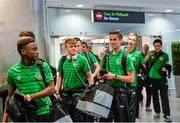 27 March 2015; Members of the Republic of Ireland squad pictured on the team's arrival at Dublin Airport after qualifying for the UEFA U17 Championships. Dublin Airport, Dublin. Picture credit: Piaras O Midheach / SPORTSFILE