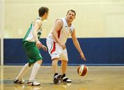 29 March 2008; Bernard Walsh, Tolka Rovers, in action against Jason Quirke, Team Meadowland’s St. Brendan’s. Basketball Ireland Men’s Division One Final, Tolka Rovers v Team Meadowland’s St. Brendan’s, University of Limerick, Limerick. Picture credit: Stephen McCarthy / SPORTSFILE