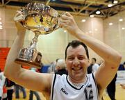29 March 2008; Tolka Rovers' captain Mark Walsh lifts the cup after his side's victory. Basketball Ireland Men’s Division One Final, Tolka Rovers v Team Meadowland’s St. Brendan’s, University of Limerick, Limerick. Picture credit: Stephen McCarthy / SPORTSFILE