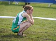 30 March 2008; Ireland's Fionnuala Britton reacts after crossing the finish line to finish 36th in the senior women's race. 36th IAAF World Cross Country Championships, Holyrood Park, Edinburgh, Scotland. Picture credit: Pat Murphy / SPORTSFILE