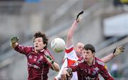 30 March 2008; Michael Meehan, left and Sean Armstrong, Galway, in action against Kevin McCloy, Derry. Allianz National Football League, Division 1, Round 5, Galway v Derry, Pearse Stadium, Galway. Picture David Maher / SPORTSFILE