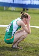 30 March 2008; Ireland's Fionnuala Britton reacts after crossing the finish line to finish 36th in the senior women's race. 36th IAAF World Cross Country Championships, Holyrood Park, Edinburgh, Scotland. Picture credit: Pat Murphy / SPORTSFILE