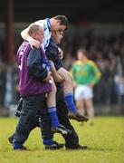 30 March 2008; John Paul Mone, Monaghan, is lifted off the field. Allianz National Football League, Division 2, Round 5, Monaghan v Meath, St. Mary's GFC, Scotstown, Co. Monaghan. Picture credit; Paul Mohan / SPORTSFILE