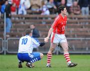 30 March 2008; Shane O'Neill, Cork, shakes the hand of Eoin Kelly, Waterford, after the final whistle. Allianz National Hurling League, Division 1A, Play Off, Waterford v Cork, Walsh Park, Waterford. Picture credit: Matt Browne / SPORTSFILE