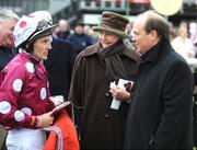 30 March 2008; Jockey Johnny Murtagh in conversation with owner Lady Clague and trainer Michael Halford after winning the Ladbrokes 1800 777 888 Handicap on Snaefell. The Curragh Racecourse, Co. Kildare. Picture credit; Ray McManus / SPORTSFILE
