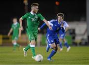 26 March 2015; Jack Byrne, Republic of Ireland, in action against Albert Reyes Roig, Andorra. UEFA U21 Championships 2017 Qualifying Round, Group 1, Republic of Ireland v Andorra. RSC, Waterford. Picture credit: Matt Browne / SPORTSFILE
