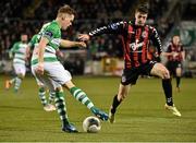 27 March 2015; Simon Madden, Shamrock Rovers, in action against Adam Evans, Bohemians. SSE Airtricity League Premier Division, Shamrock Rovers v Bohemians. Tallaght Stadium, Tallaght, Co. Dublin. Picture credit: David Maher / SPORTSFILE
