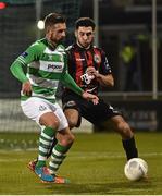 27 March 2015; Stephen McPhail, Shamrock Rovers, in action against Roberto Lopes, Bohemians. SSE Airtricity League Premier Division, Shamrock Rovers v Bohemians. Tallaght Stadium, Tallaght, Co. Dublin. Picture credit: David Maher / SPORTSFILE