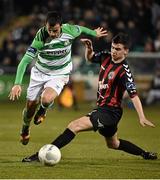 27 March 2015; Keith Fahey, Shamrock Rovers, in action against Stephen Best, Bohemians. SSE Airtricity League Premier Division, Shamrock Rovers v Bohemians. Tallaght Stadium, Tallaght, Co. Dublin. Picture credit: David Maher / SPORTSFILE
